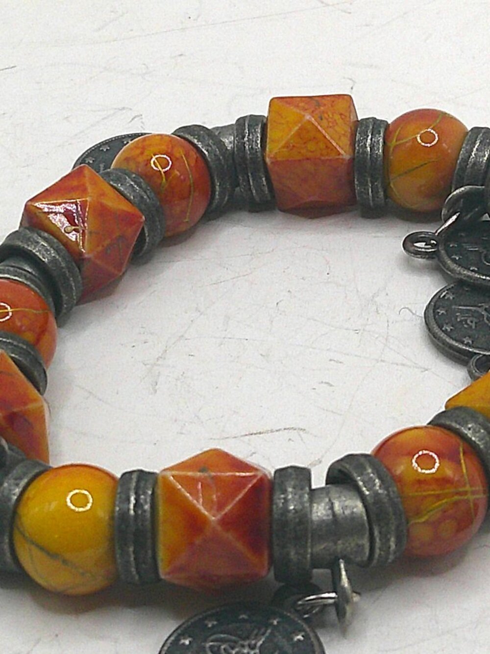 Orange Bead Stretch Bracelet